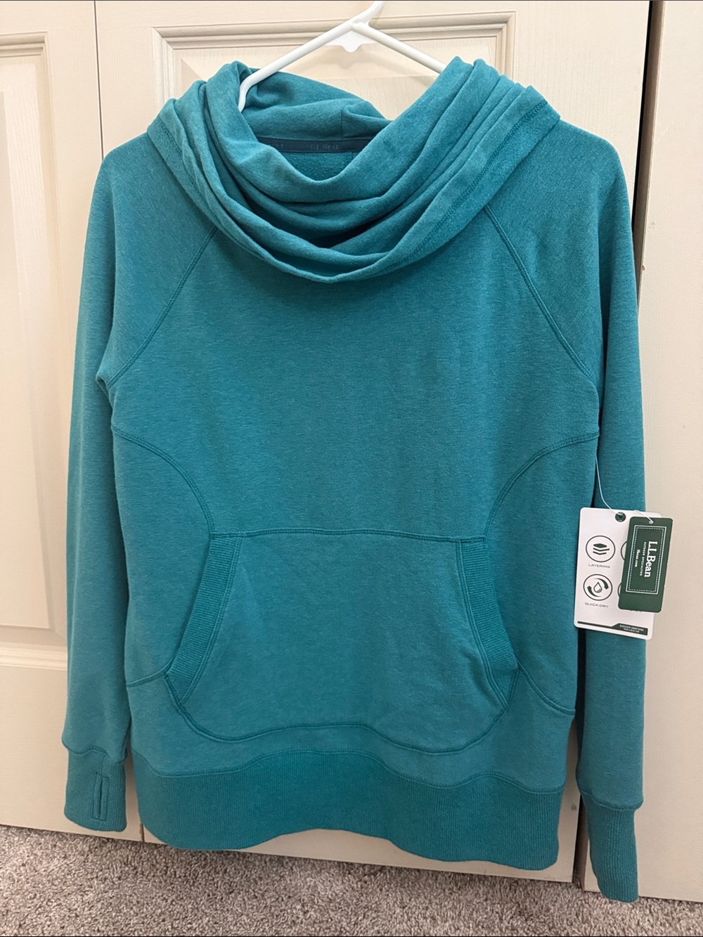 L.L. Bean Women's Teal Cowl-Neck Pullover Sweatshirt